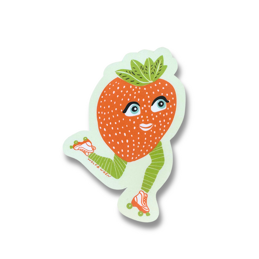 'Rollerskating Strawberry' Sticker