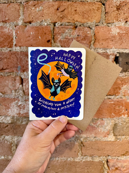 Moonlight & Mystery Bats Halloween Card