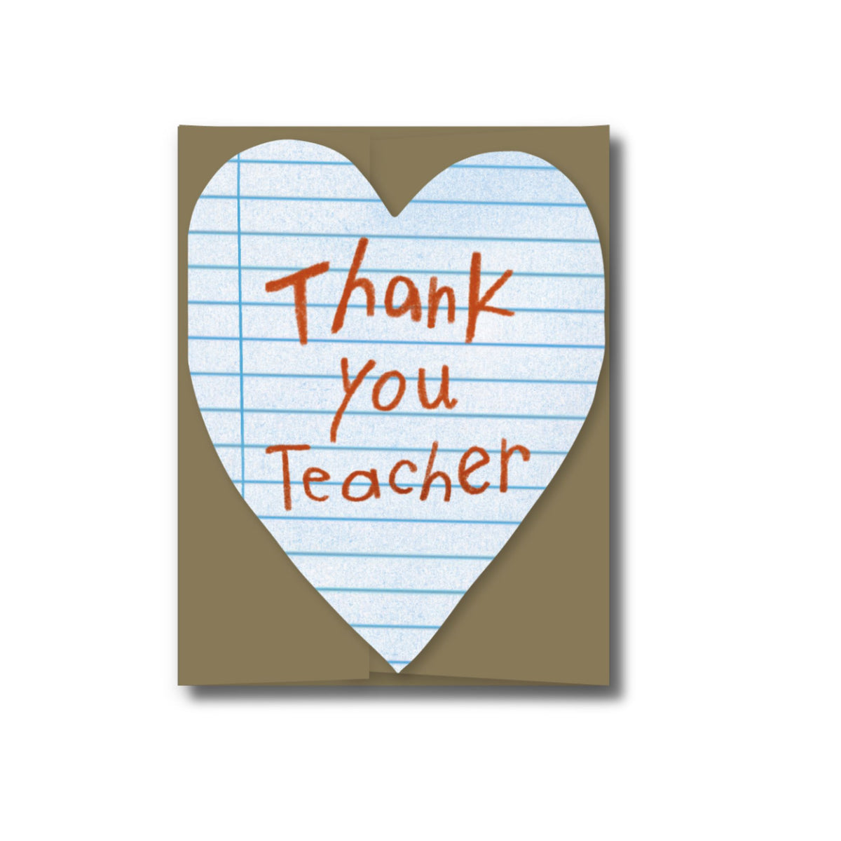 Thank You Teacher Composition Paper Heart Greeting Card