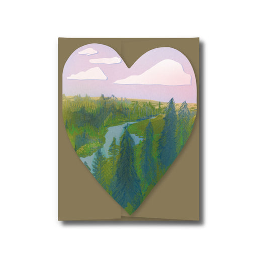 Forest & River Heart Greeting Card