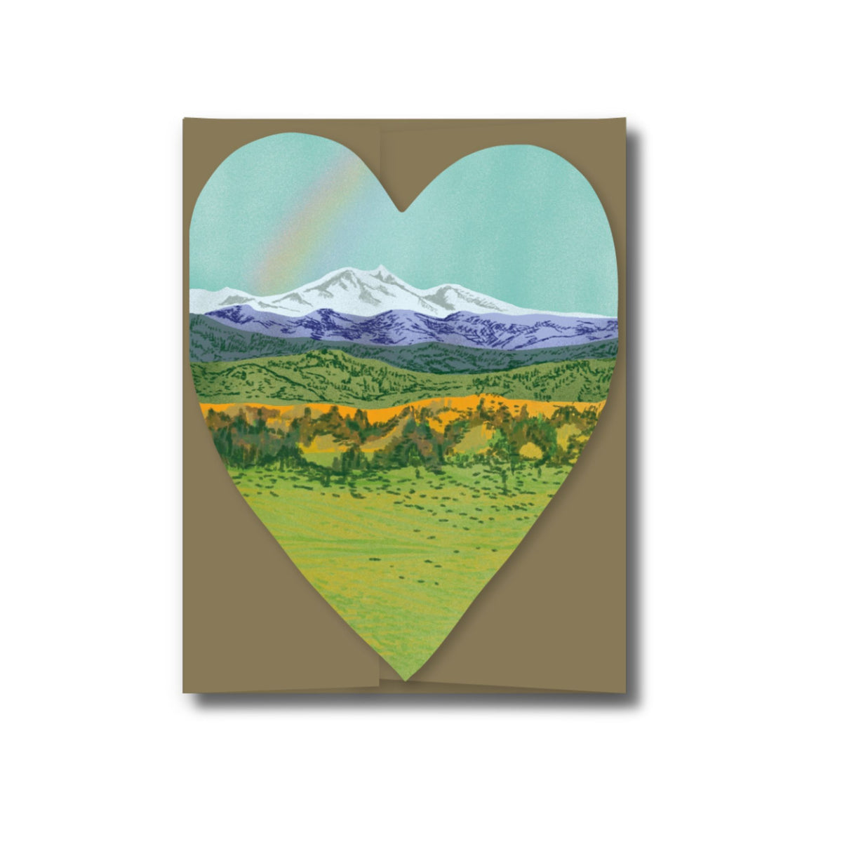 Far Away Mountains Heart Greeting Card