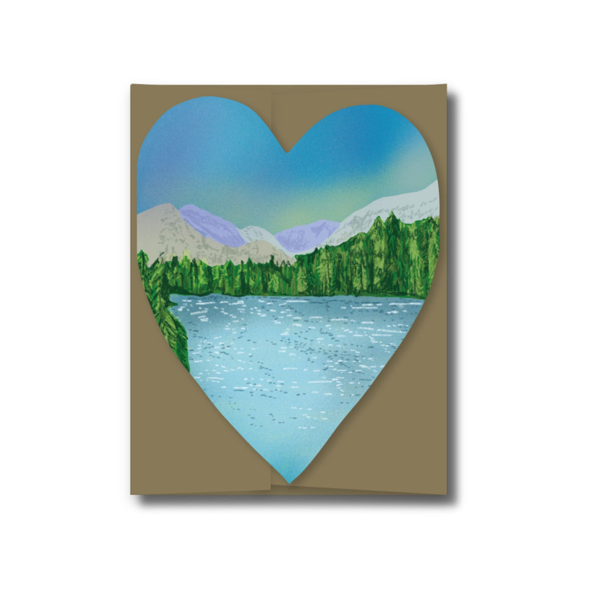 Mountains & Lake Heart Greeting Card