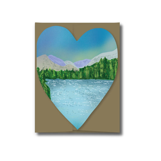 Mountains & Lake Heart Greeting Card