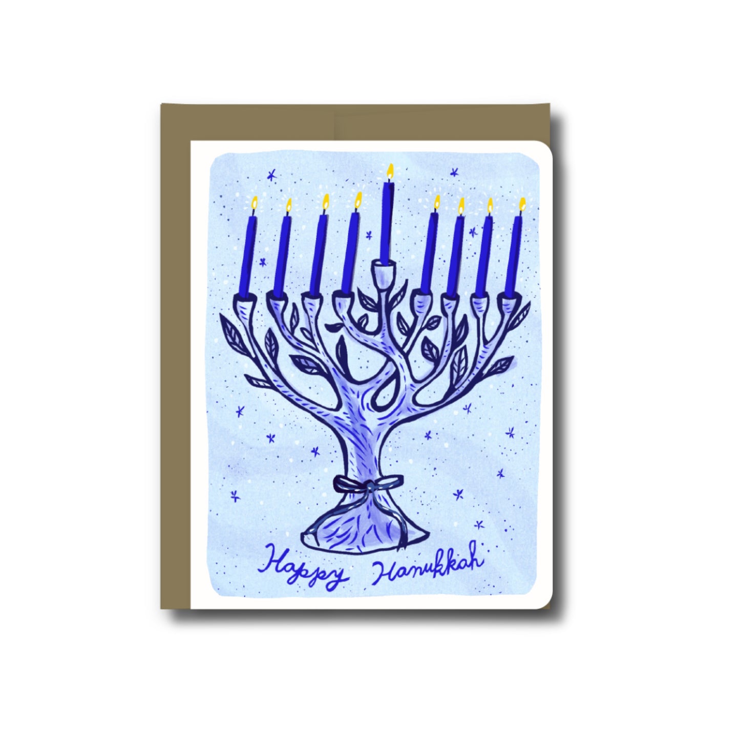 Blue Menorah Hanukkah Greeting Card
