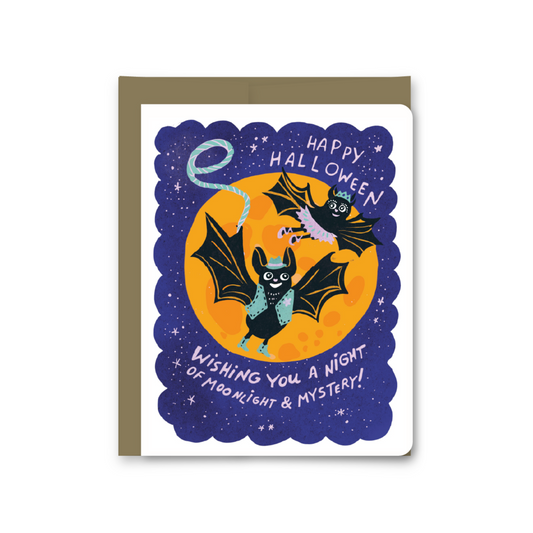 Moonlight & Mystery Bats Halloween Card
