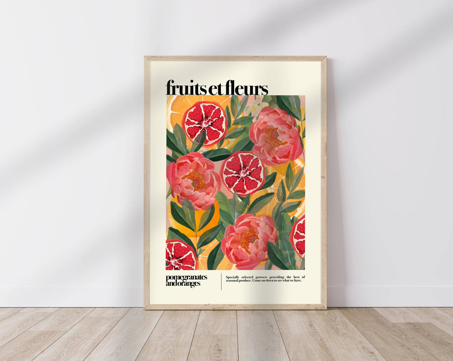 Fruit and Flowers, Botanical Print, Bright Colourful,: A4