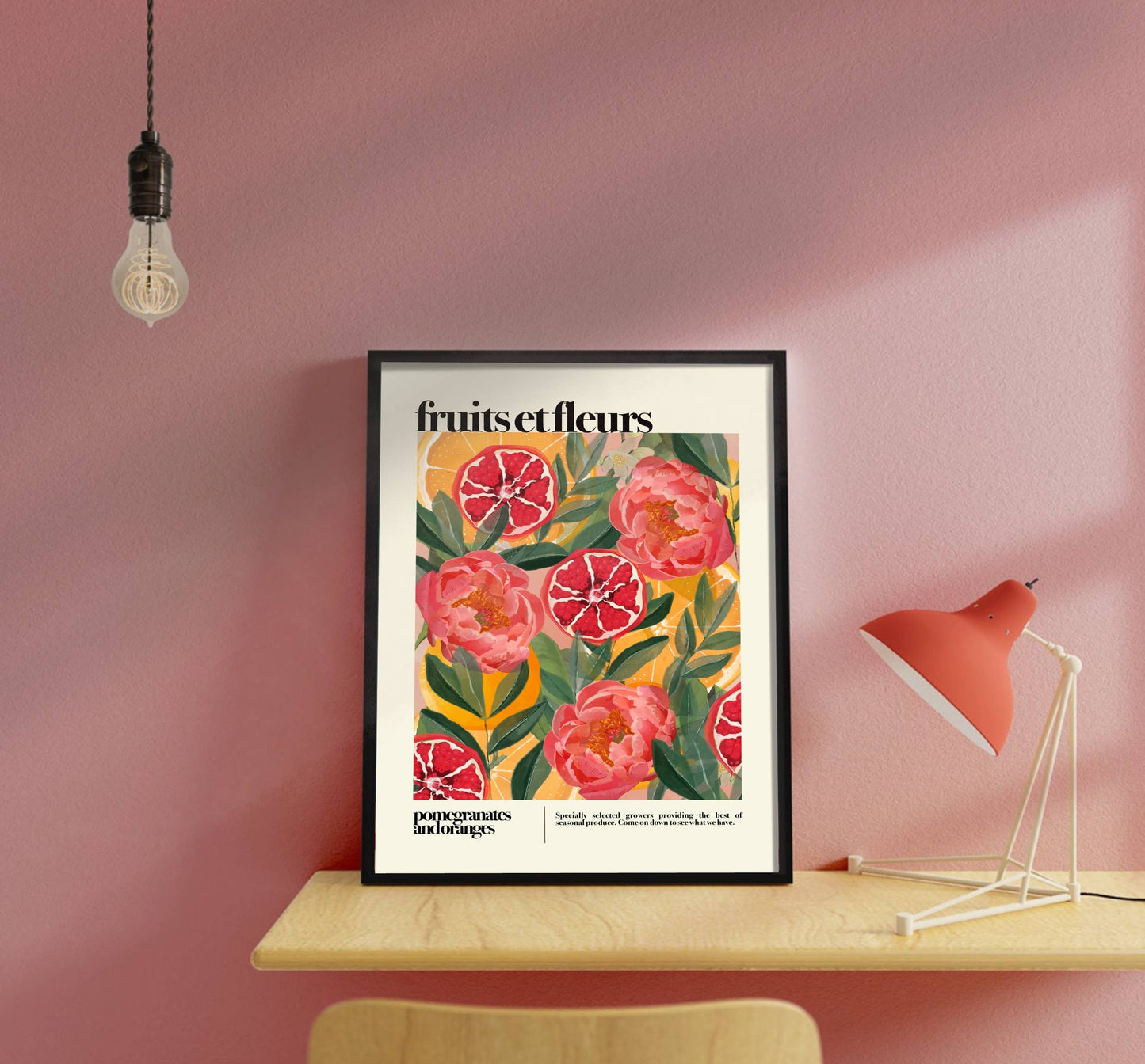 Fruit and Flowers, Botanical Print, Bright Colourful,: A4
