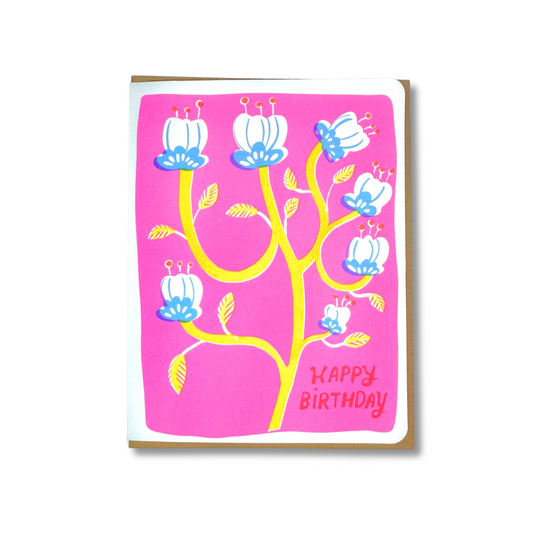 Floral Pink Happy Birthday
