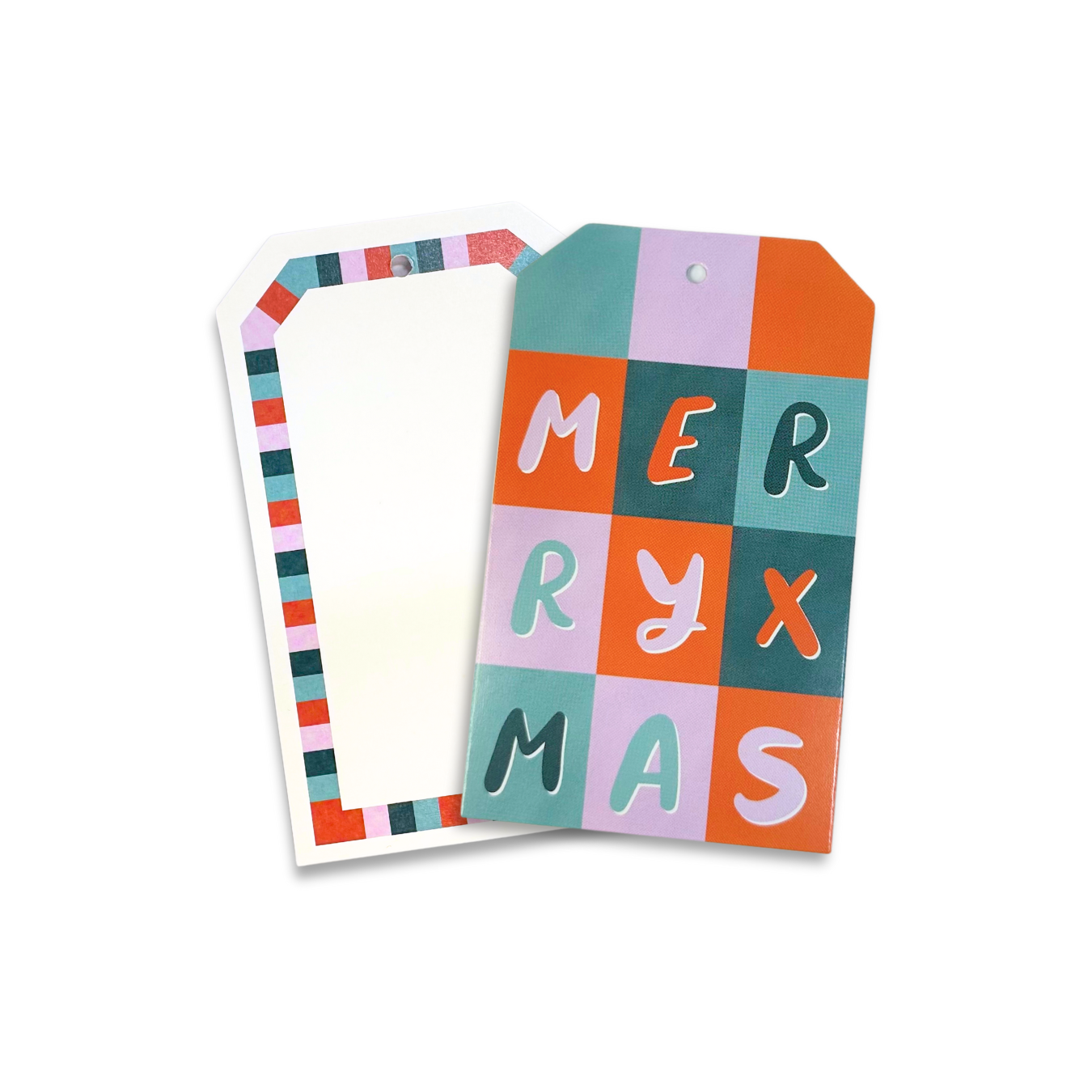 Merry Xmas Grid Gift Tags - 10 pack