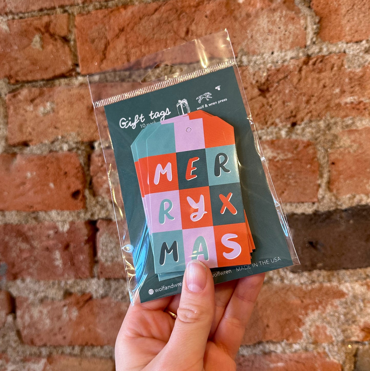 Merry Xmas Grid Gift Tags - 10 pack