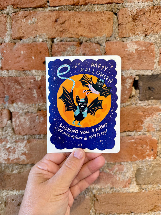 Moonlight & Mystery Bats Halloween Card