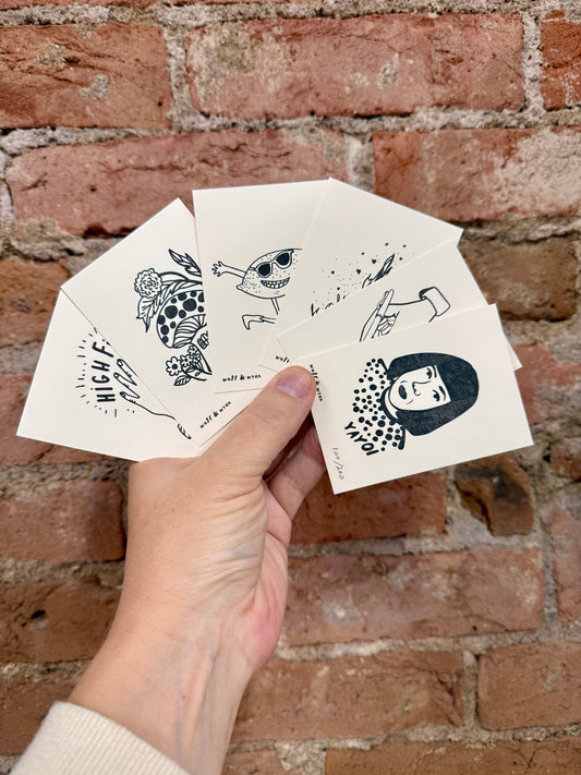 Mystery Pack - 10 Mini Letterpress Prints