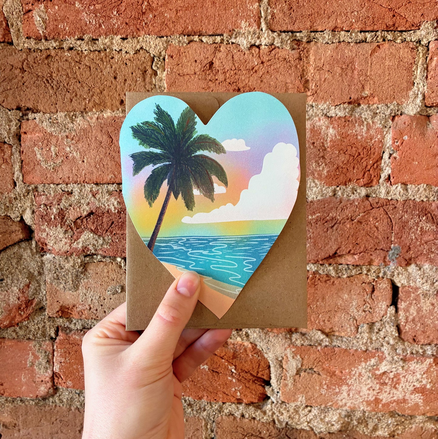 Beach Sunset Heart Greeting Card