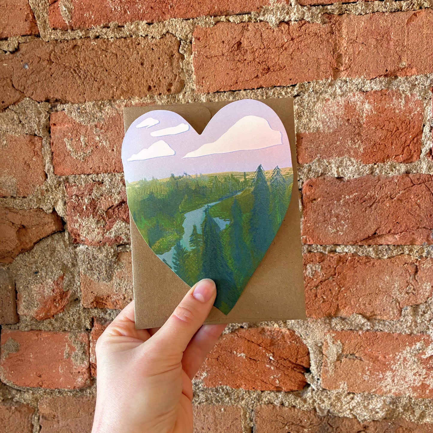 Forest & River Heart Greeting Card