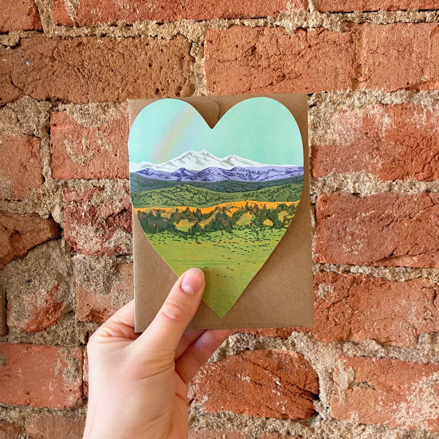 Far Away Mountains Heart Greeting Card