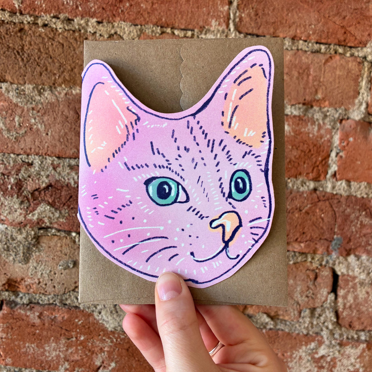 Pointy Cat Die Cut Greeting Card