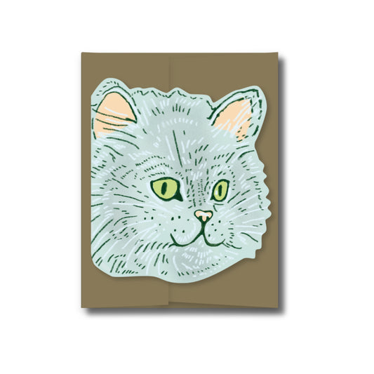 Round Cat Die Cut Greeting Card