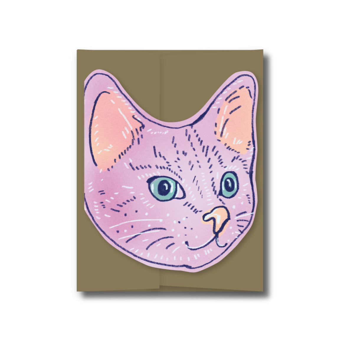 Pointy Cat Die Cut Greeting Card