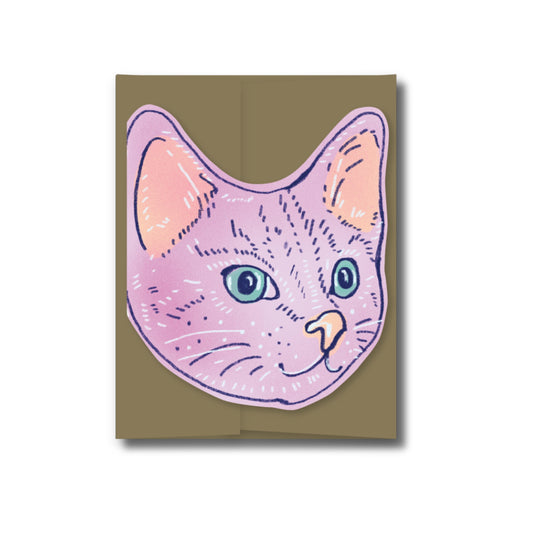 Pointy Cat Die Cut Greeting Card