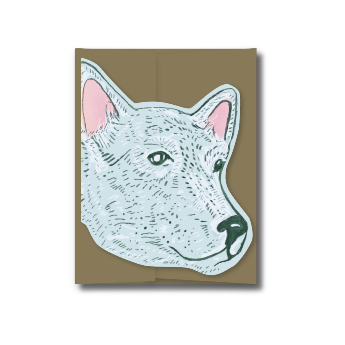 Pointy Ear Dog Die Cut Greeting Card