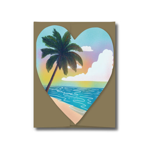 Beach Sunset Heart Greeting Card