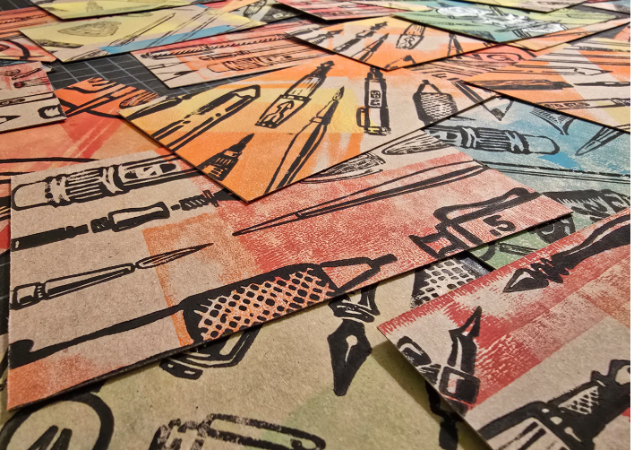 April 13th and 27th Workshop: Block Print Collage Mail Art