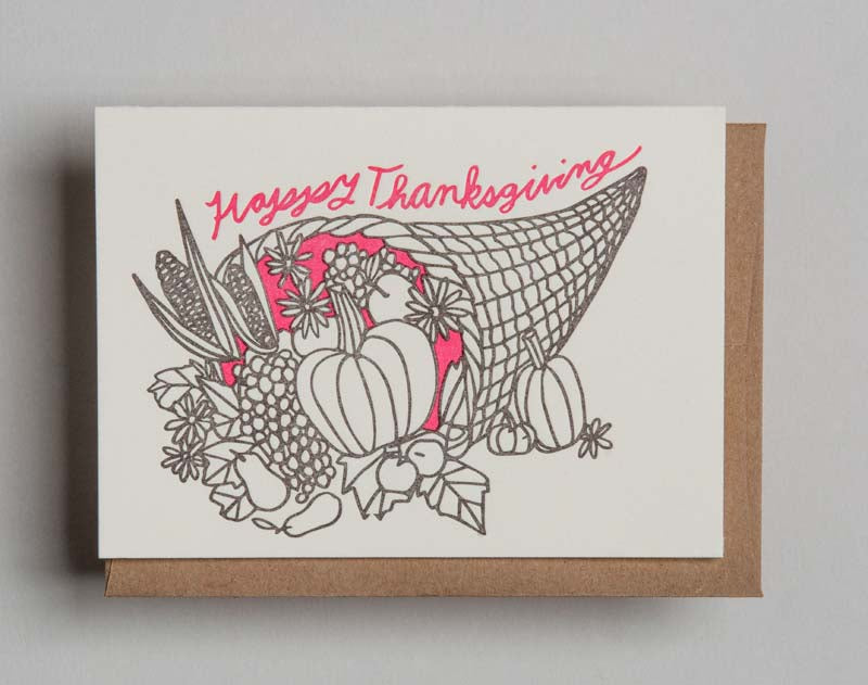 Letterpress Cornucopia Thanksgiving card  by Wolf and Wren Press