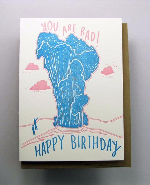 Letterpress Birthday card by Wolf and Wren Press- You are rad, Geyser