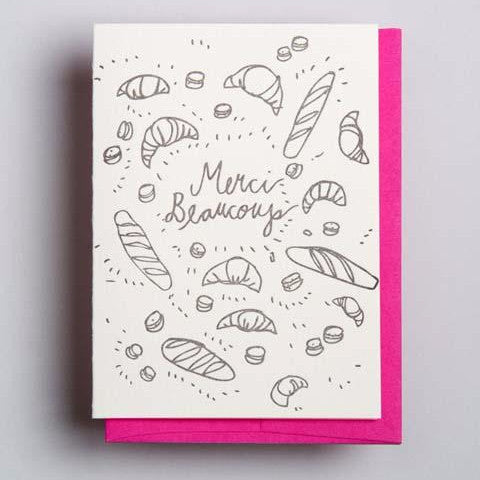 Letterpress thank you card  by Wolf and Wren Press- Merci Beaucoup